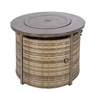 Outdoor  Wicker Patio Propane Wood Tabletop Propane Gas Fire Pit Table 50,000 BTU/14.65 KW