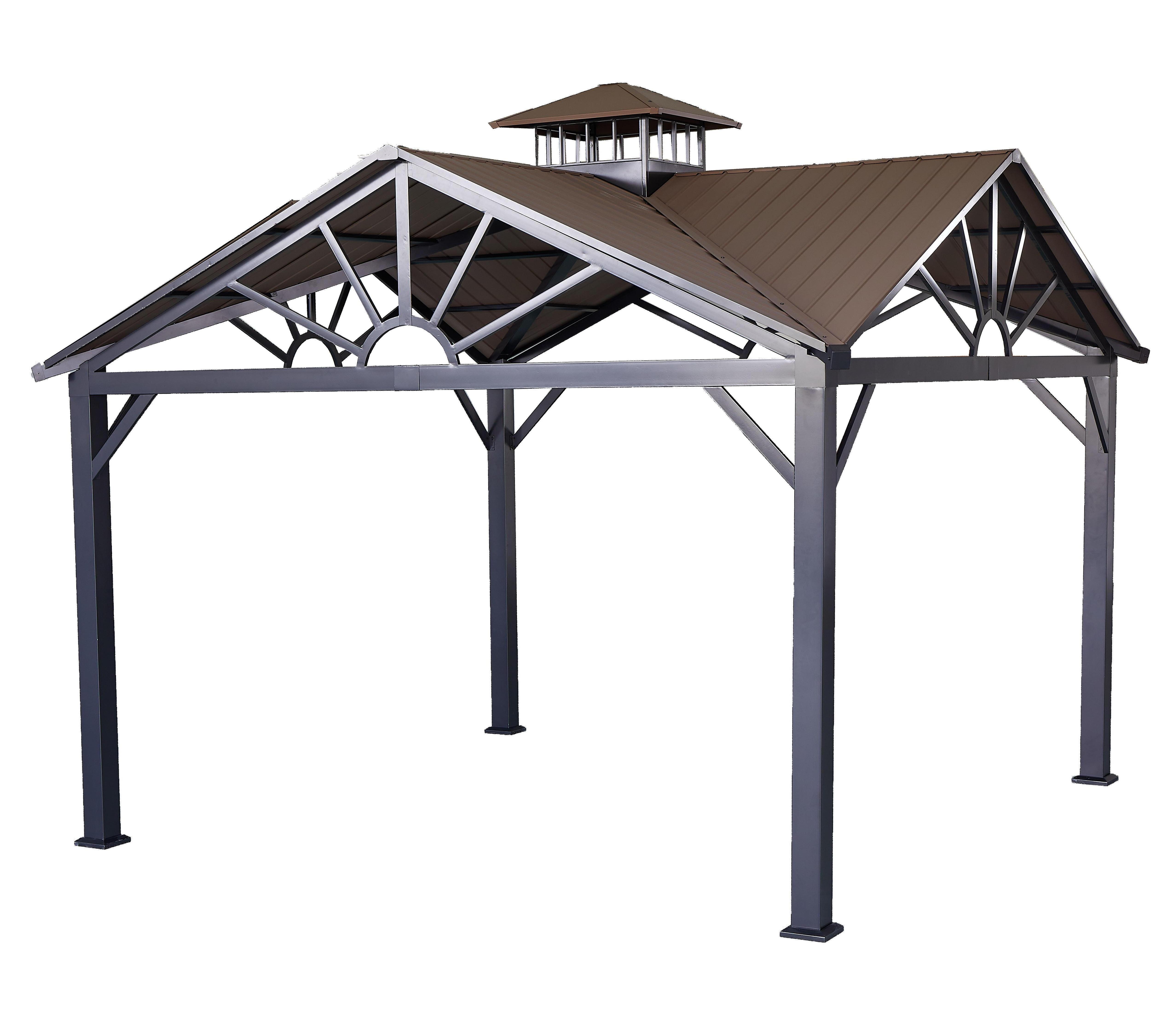 12x12 Aluminum steel metal with double roof camping  garden waterproof outdoor canopy pergolas gazebos for sale