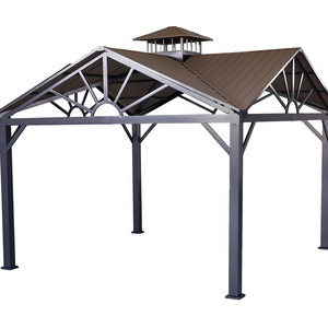 12x12 Aluminum steel metal with double roof camping  garden waterproof outdoor canopy pergolas gazebos for sale