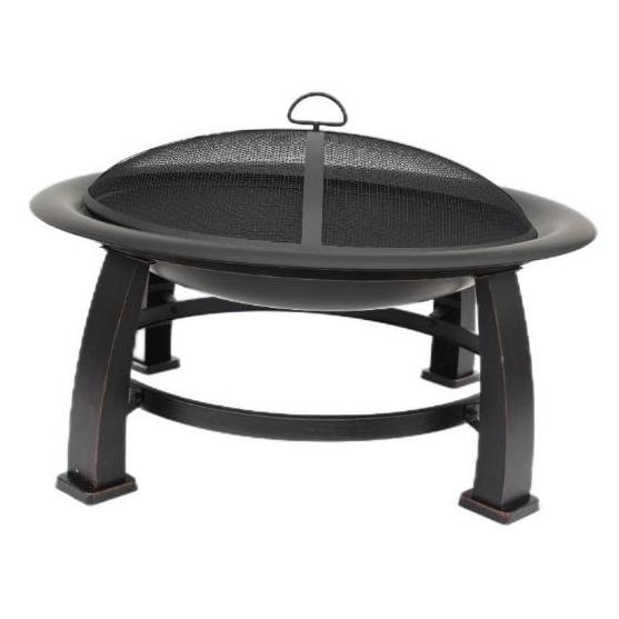 Round Metal Backyard Patio Bonfire Wood Burning Garden Outdoor Fire Pit With Mesh Cover