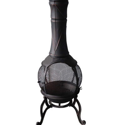 Indoor Black Mexican Chiminea Outdoor Fire Pit Garden Clay Ceramic Fireplace with Chimney