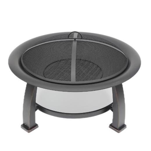 Round Metal Backyard Patio Bonfire Wood Burning Garden Outdoor Fire Pit With Mesh Cover