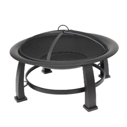 Round Metal Backyard Patio Bonfire Wood Burning Garden Outdoor Fire Pit With Mesh Cover