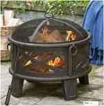 Outdoor Round Fire Bowl Garden Patio Heater BBQ Grill Round Fire pit with Grate Metal