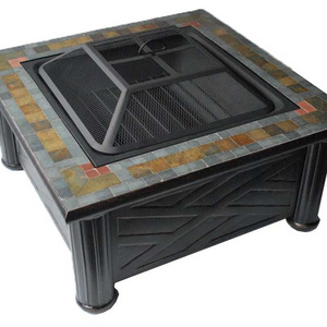 27 inch metal wood burning outdoor natural wholesale square slate fire pit table