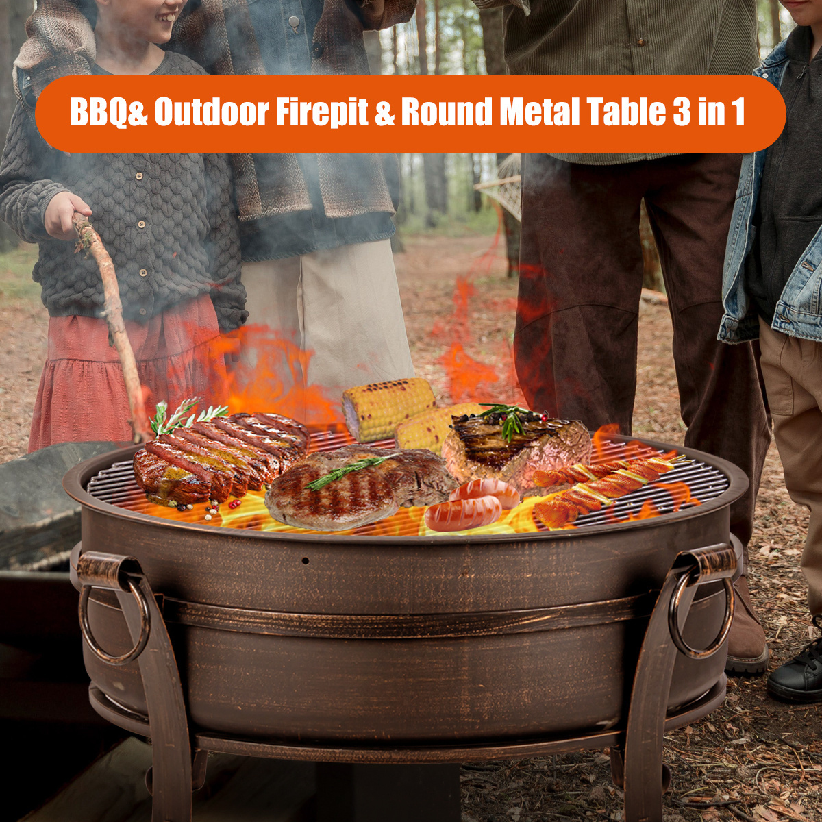 Outdoor Camp Portable Bonfire Grill Bowl Wood Burning Steel with Powder Coated fire pit