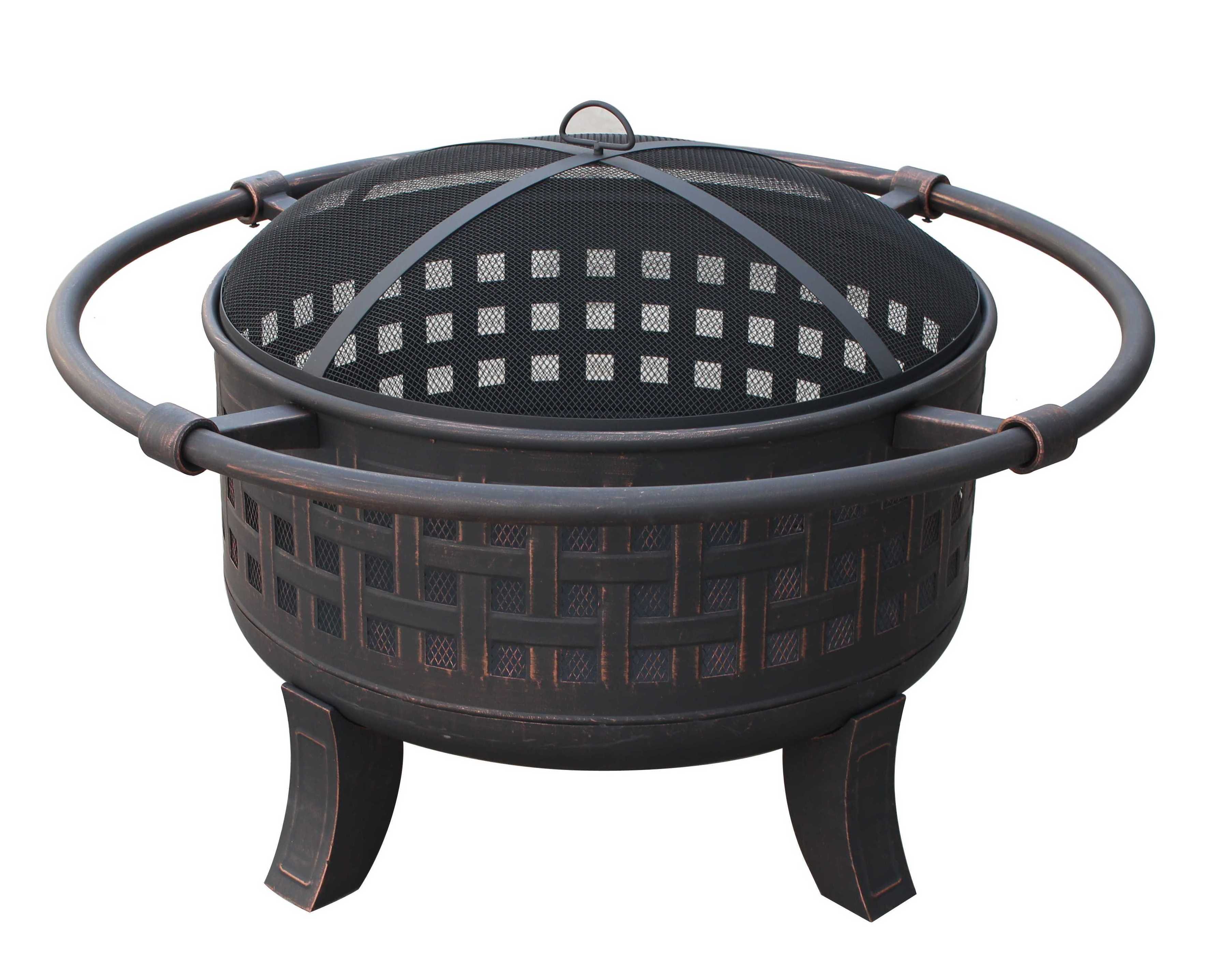 Wood Burning Patio Garden Backyard Fire pit Outdoor furniture Cooking BBQ Grill Grate, Mesh Lid