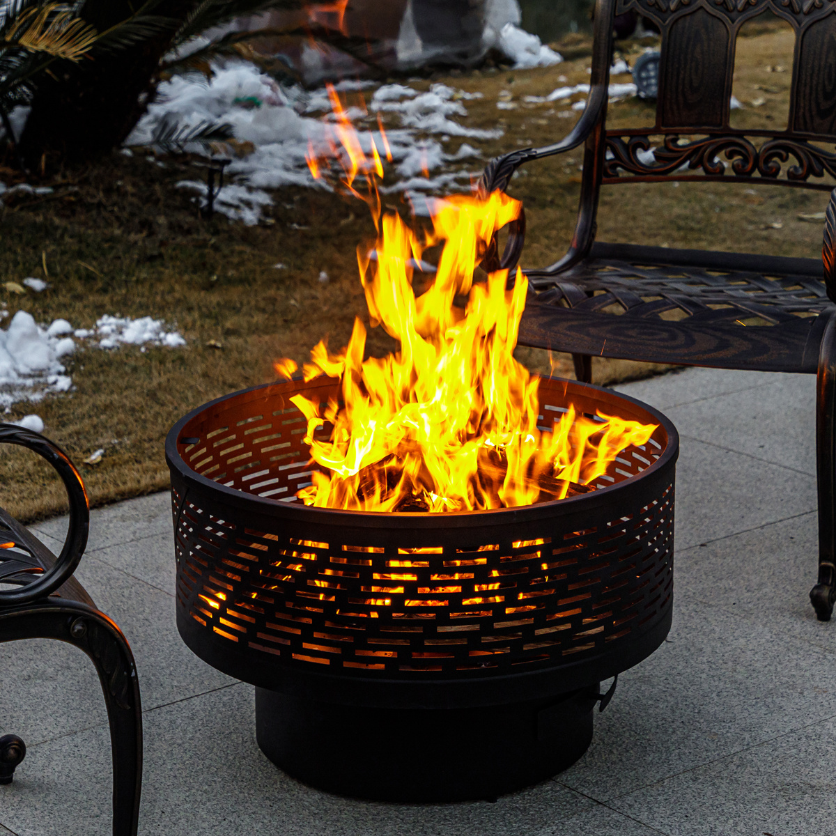 Low Price Wood Burning Portable Outdoor Table Round Steel Bowl Metal Fire Pits With Lid