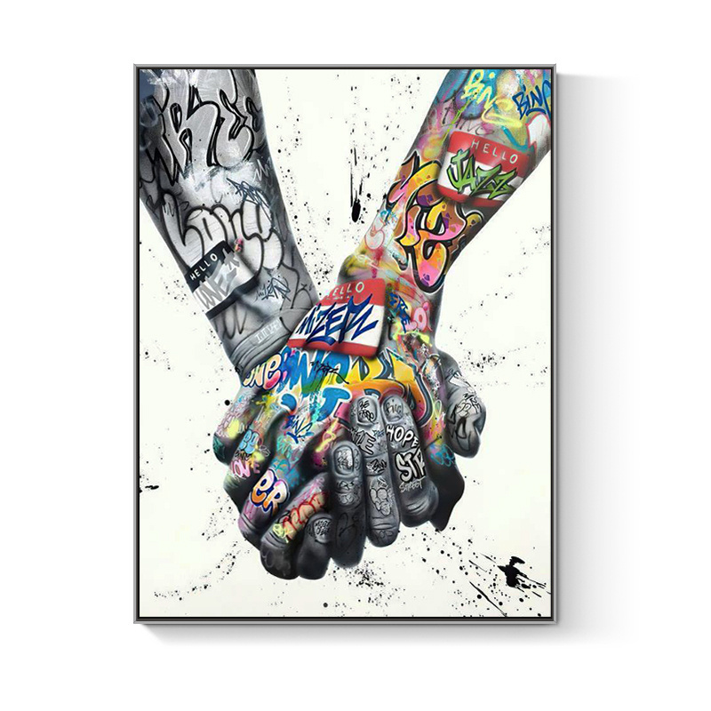 Street Graffiti Art Canvas Painting Lover Hands Art Wall Posters and Prints Inspiration Artwork Picture for Living Room Decor