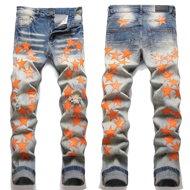 3323 New trendy spring summer 2024 y2k clothing denim jeans pants for men vintage jeans men custom stacked ripped jeans