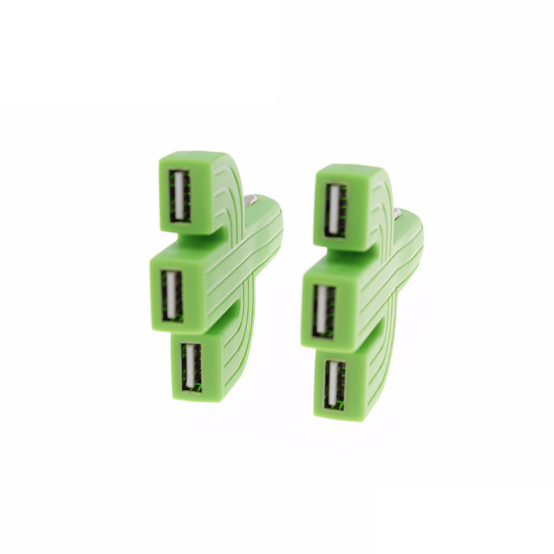 Universal Cactus Shape 3 Ports USB Mobile Qi Car Cell Phone Charger For Iphone