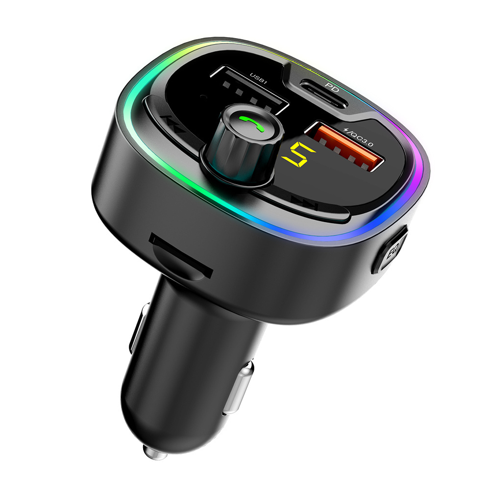 VR Robot HIFI EQ Bluetooth 5.0 FM Transmitter Adapter Wireless Handsfree Car Kit with PD QC 3.0 Quick Charge Car MP3 Player