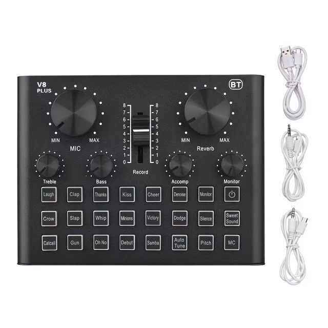 Hot sales Desktop Stand Live Stream Studio Recording  Audio Mixer sound card v8 plus set condense wired microphone