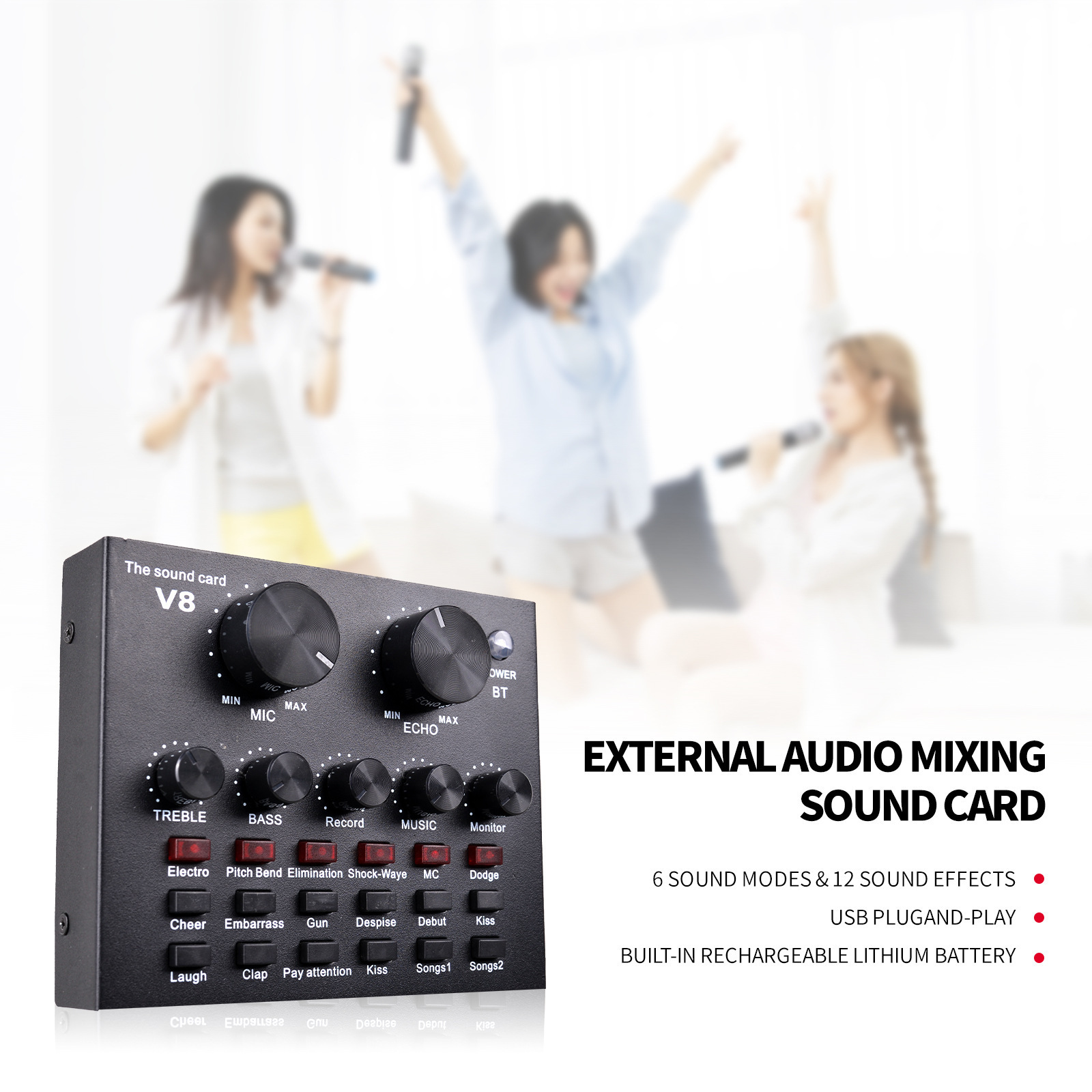 BM 800 Professional PC  V8 Sound Card Set BM800 Mic Studio Condenser Microphone for Karaoke Podcast Recording Live Streaming