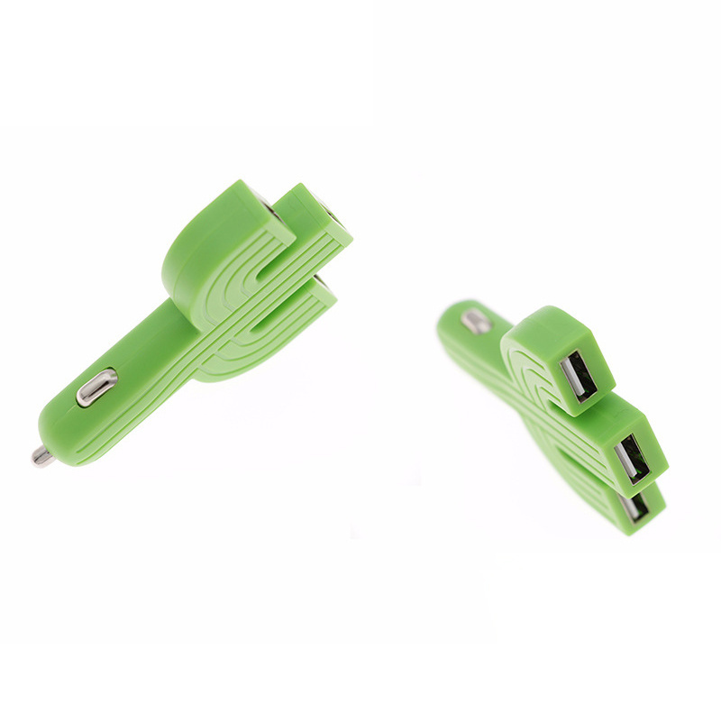 Universal Cactus Shape 3 Ports USB Mobile Qi Car Cell Phone Charger For Iphone