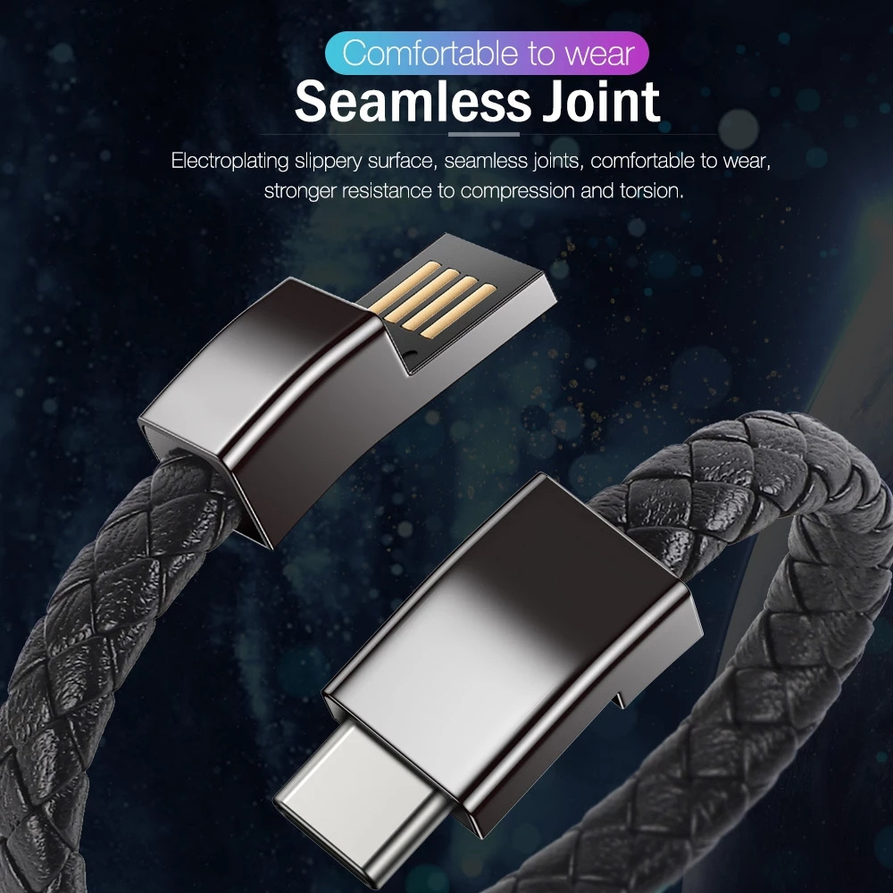 Fashion product 22CM Leather bracelet usb charging cable wristband portable micro usb charging cord for smart phone cable