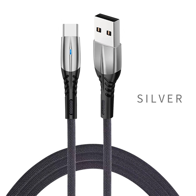 New Product Zinc Alloy Led Light Quick Charging Data Usb Cable Type C Micro Usb 1m