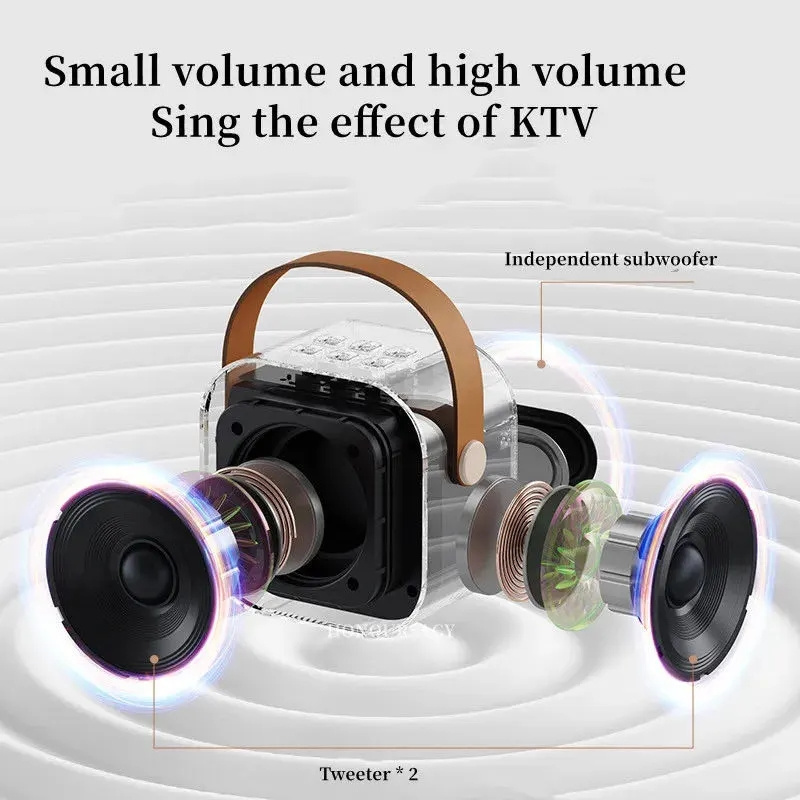 K12 Dual Microphone Karaoke Bluetooth Speaker Boombox Support Multiple Input Modes RGB Light Two 5W Speakers Sound Subwoofer