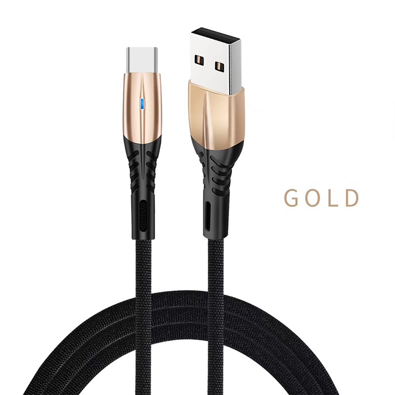 New Product Zinc Alloy Led Light Quick Charging Data Usb Cable Type C Micro Usb 1m