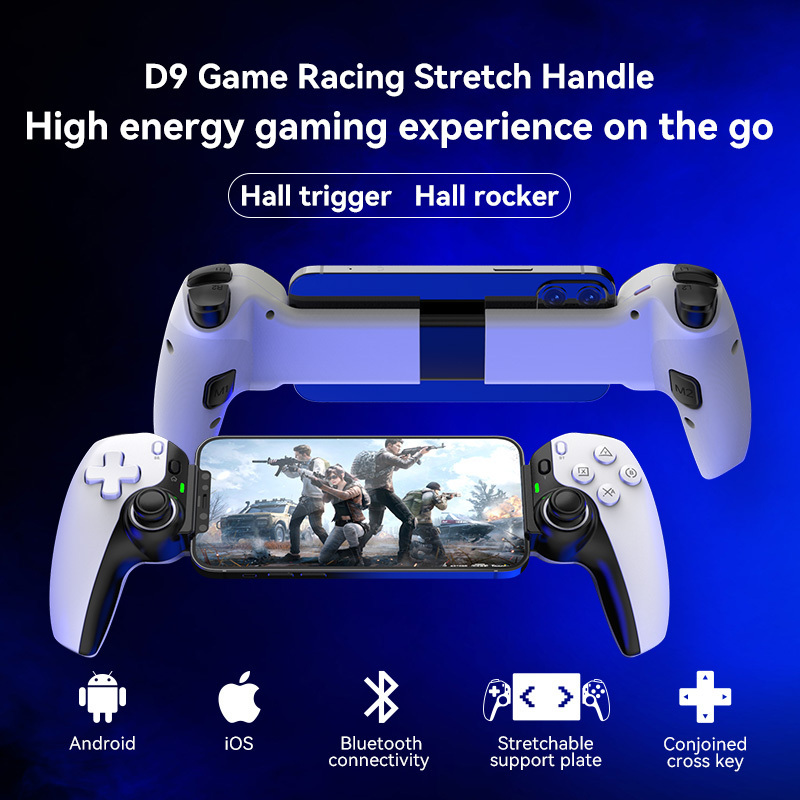 D9 Portable wireless bluetooth gamepad shock game racing stretch handle toystick joypad controller for PC android PS4 PS3