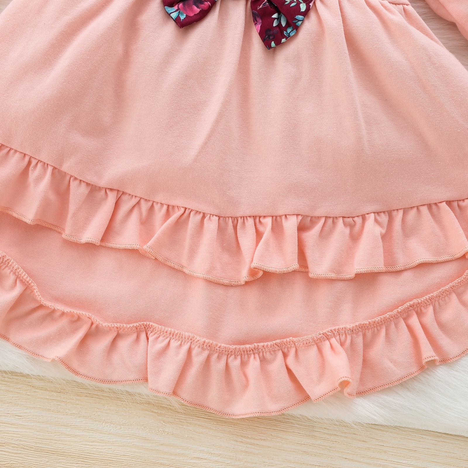 Pink top smocked children clothing kids floral sets wholesale fall girls boutique clothing