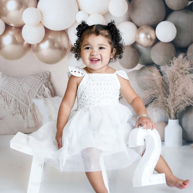 white first birthday dress Cute Baby Girl Baptism Dress Toddler First Birthday Party Princess Dr –  marryshe main image 1