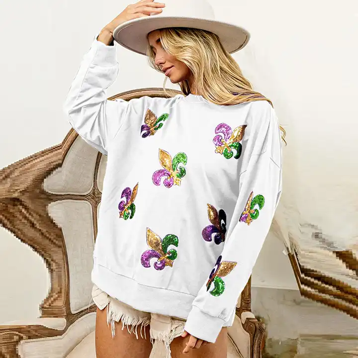 5 mardi gras apparel for women fashion pullover hoodie oversize womens crewneck sweatshirt