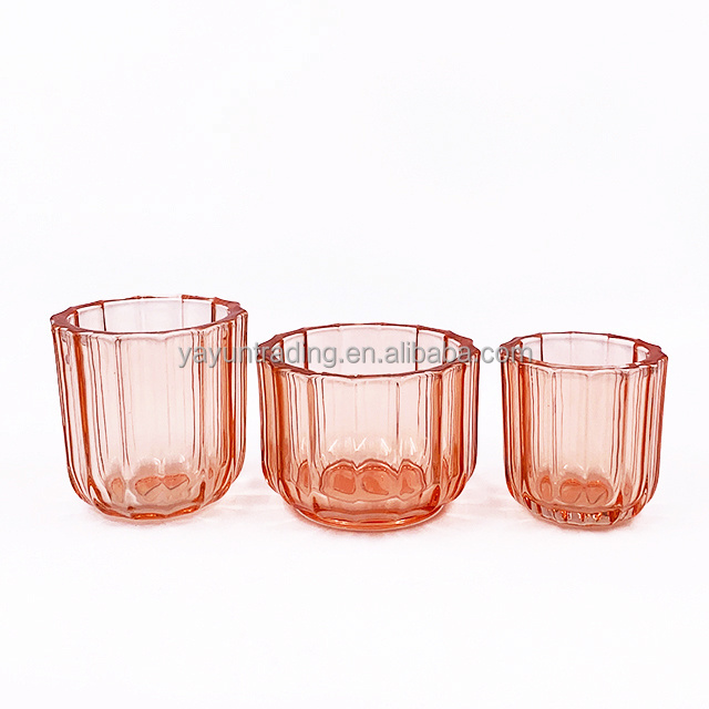 Creative thick wall candle cup machine pressed ribbed home decor aroma glass candle jar soy wax container candle holder