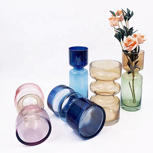 Decorative wedding glass flower vase wholesale new design modern highball glass vase for table centerpieces