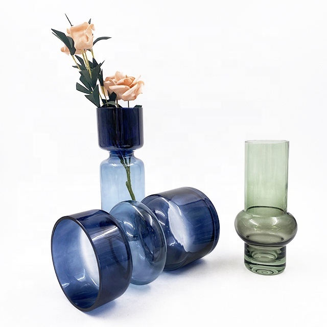 Decorative wedding glass flower vase wholesale new design modern highball glass vase for table centerpieces