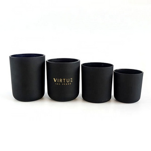 Yayun promotion 8oz 13oz 16oz and 20oz matte black glass candle jars round bottom votive candle holders