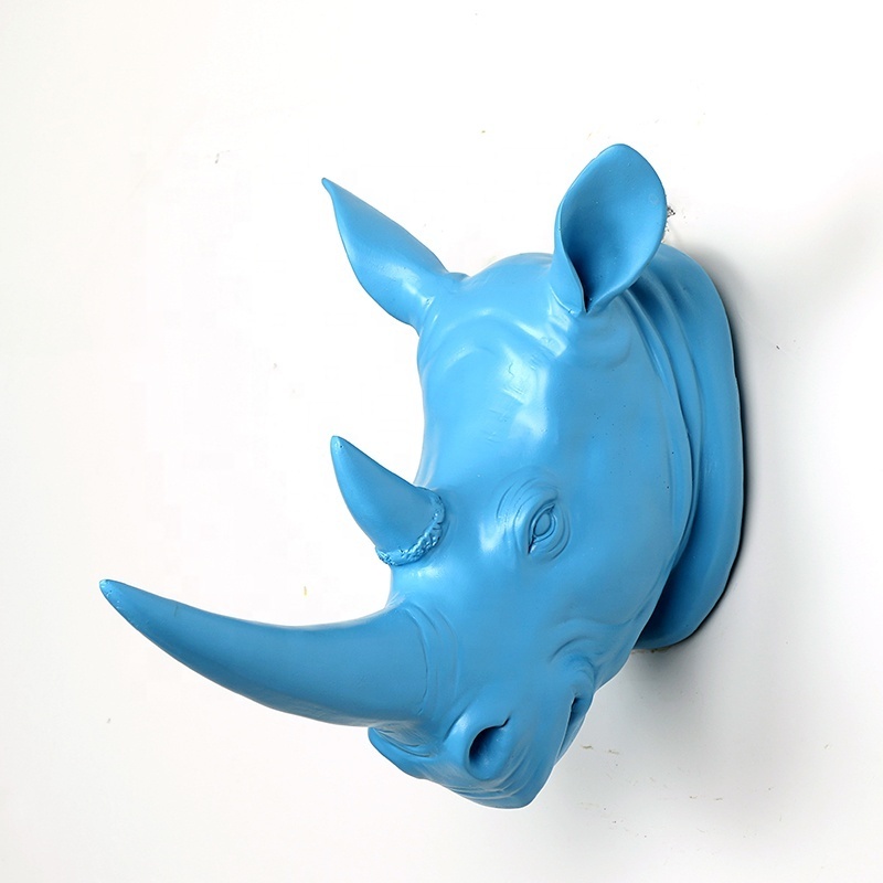 Accept OEM Customized Custom Resin Rhino Head Sculpture Animal Wall Decor Art Decoration