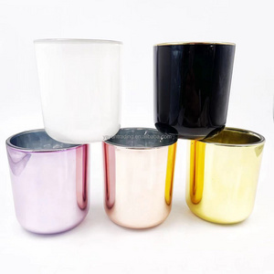 wholesale custom big size candle holders frosted candle jars glasses for candle making