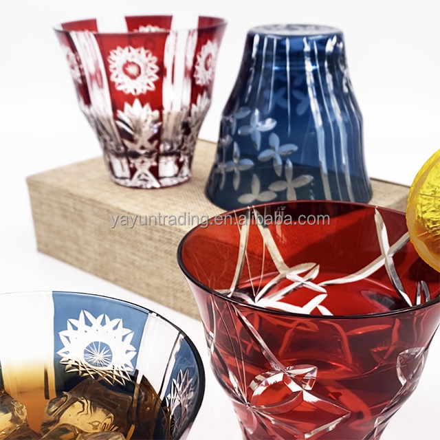 Hand Cut to Clear Crystal Whisky Glasses Red Wine Stemware Colored Glassware