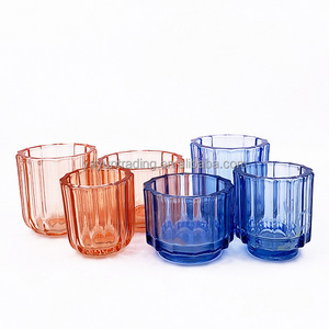 Creative thick wall candle cup machine pressed ribbed home decor aroma glass candle jar soy wax container candle holder