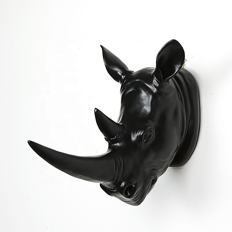 Accept OEM Customized Custom Resin Rhino Head Sculpture Animal Wall Decor Art Decoration