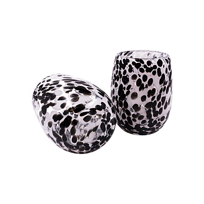 16oz handmade leopard egg candle jar and vase