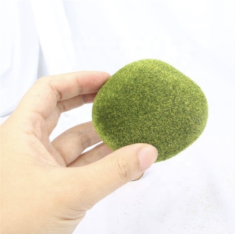 YAYUN W-3021 Wholesale Artificial Rocks Marimo Green Moss Covered Stones Ball