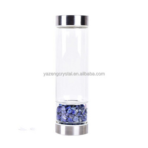 New Style Crystal Water Bottle Quartz Chips Glass Tumbler Cup  amethyst Healing Stone For Folk Crafts Gift