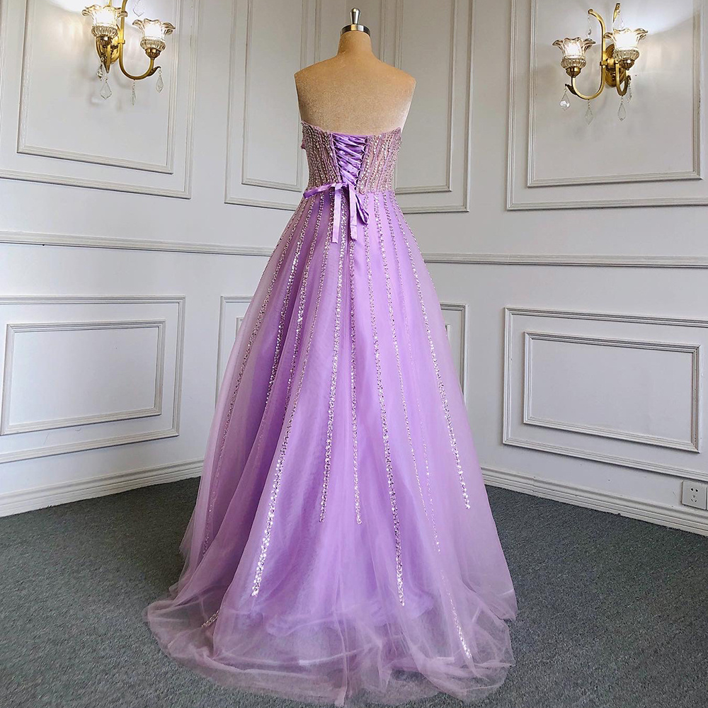 Nude/Lilac Luxury Beading Dubai Evening Dress Long Elegant Scalloped Arabic 2023 Women Formal Prom Dresses