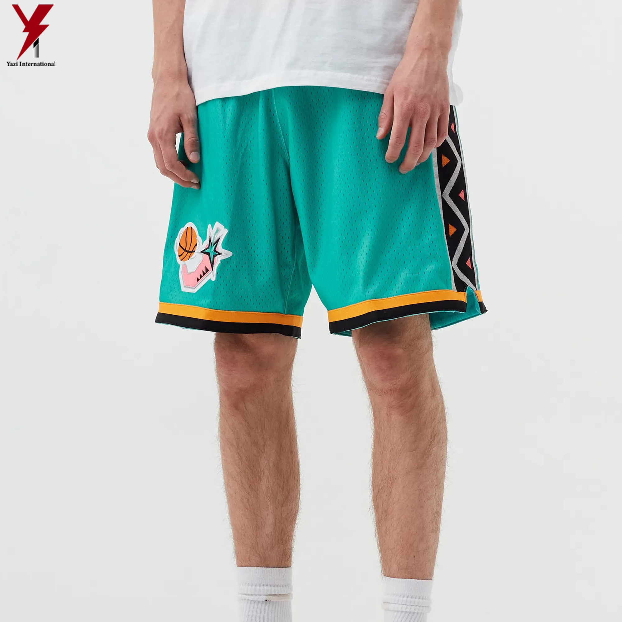 New Classic Printed Blank Shiny Customable Men's Embroidery Basketball Shorts With Pockets Cheap Low Price