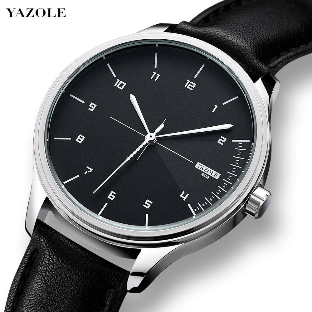 YAZOLE D 502 Leisure reloj luxury men custom wrist watch China factory waterproof quality all black quartz watches wholesale