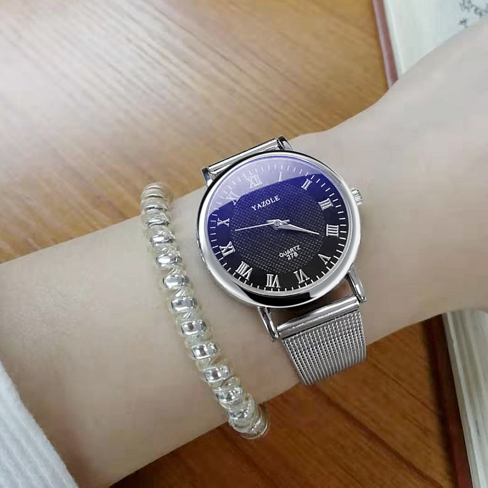 YAZOLE D 278-S Lady Office Wristwatches Facebook Metal Mesh Straps Women Watches Stainless Steel Waterproof reloj para hombre