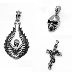 Hip Hop Tarnish Free Jewelry Colgante Gothic Personality Stainless Steel Skull Pendant For Men