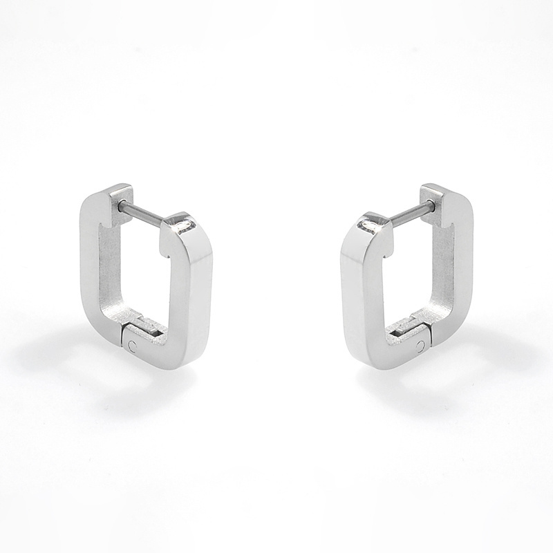 Square Earrings Cuff Women Stainless Steel Hoops Earrings Ear Clip Unisex Stud Hoop Earrings Jewelry