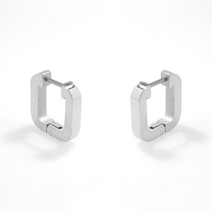 Square Earrings Cuff Women Stainless Steel Hoops Earrings Ear Clip Unisex Stud Hoop Earrings Jewelry