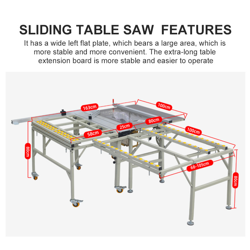 45/90 degree swing arm table saw and panel saw wood cutting saw machine dust free folding table saw