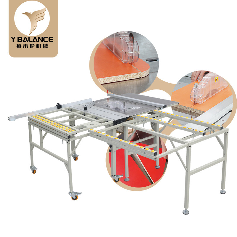 45/90 degree swing arm table saw and panel saw wood cutting saw machine dust free folding table saw