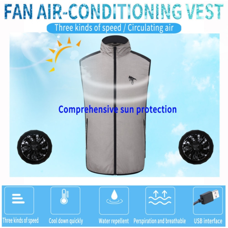 2024 Summer Air Condition Suit Vest USB Smart Welding Construction Work Vest with Fan