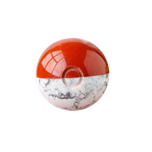 Wholesale Lovely natural red jasper and howlite splicing Crystal pokemon Ball custom Crystal Pokemon ball Toy Gifts